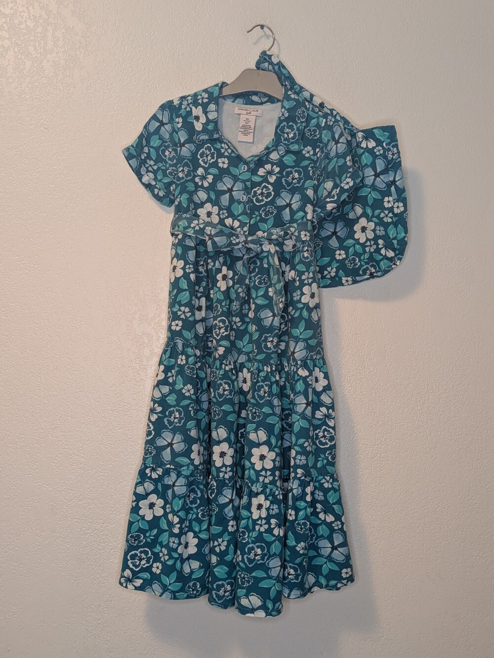Sincerely Jules Teal Floral Tie-Waist Maxi Dress And Matching Bag Set